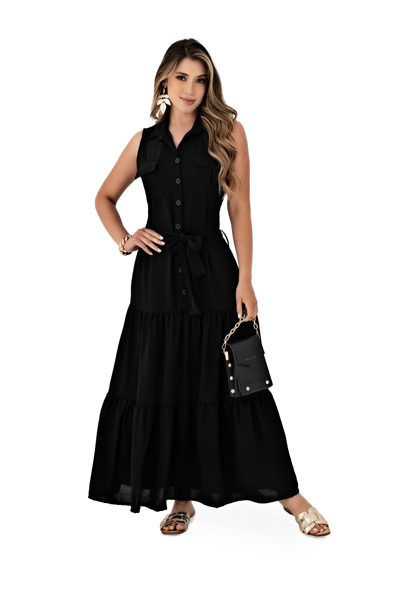 Vestido En Poliester Corrugado